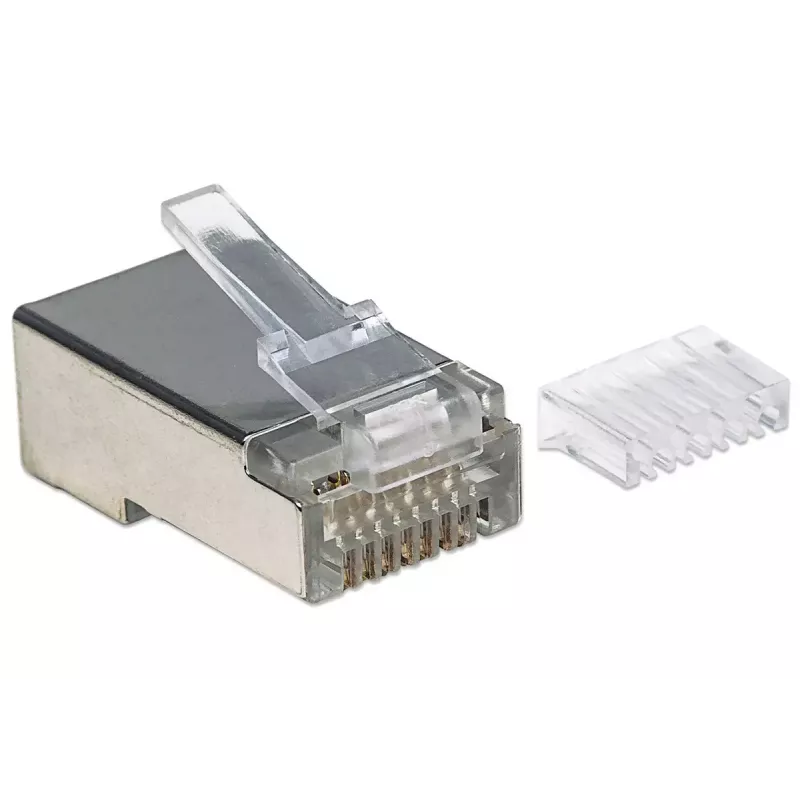 Ficha modular RJ45 Intellinet Pro Line, Cat6, STP, 3 pontas, para condutor maciço e flexível, contactos banhados a ouro 50 µ, 90 unid.
