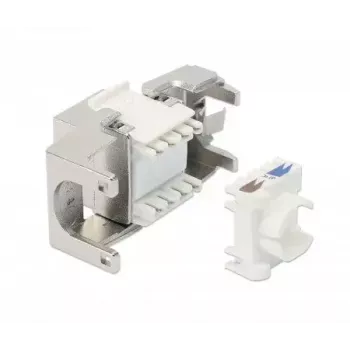 Keystone Jack RJ-45 sem ferramentas blindado Intellinet Cat8.1 40G prateado