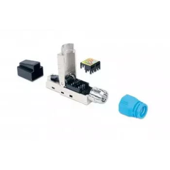 Ficha modular RJ45 sem ferramentas blindada Intellinet Cat8.1 40G azul ficha