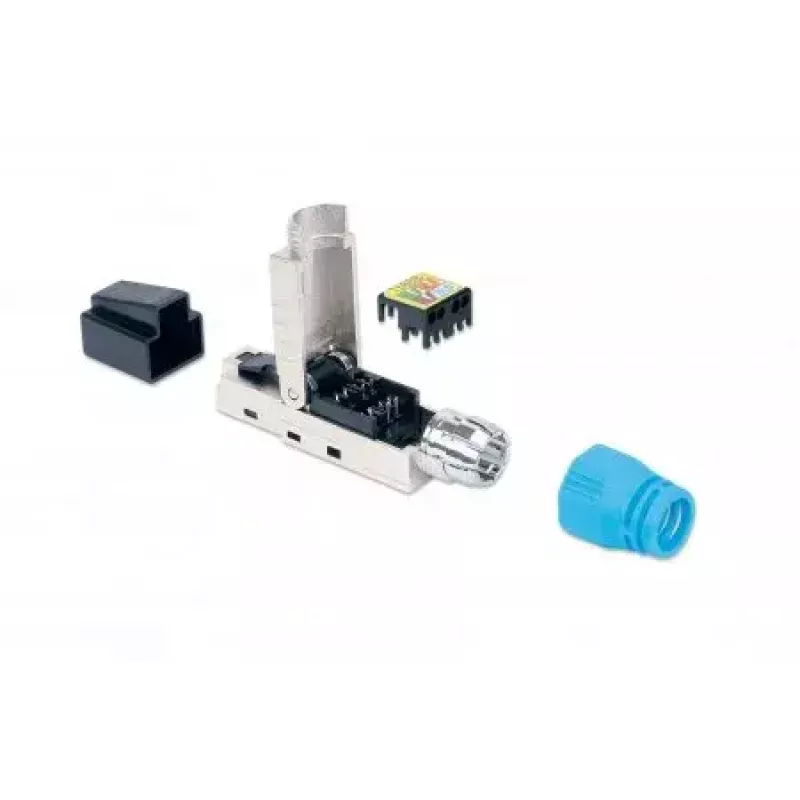 Ficha modular RJ45 sem ferramentas blindada Intellinet Cat8.1 40G azul ficha
