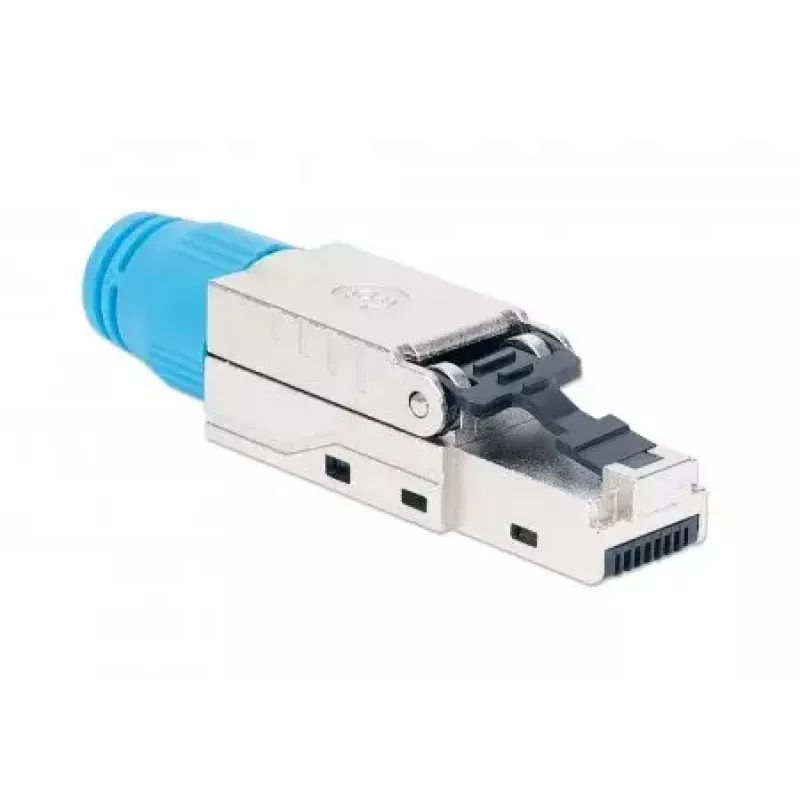 Ficha modular RJ45 sem ferramentas blindada Intellinet Cat8.1 40G azul ficha