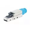 Ficha modular RJ45 sem ferramentas blindada Intellinet Cat8.1 40G azul ficha
