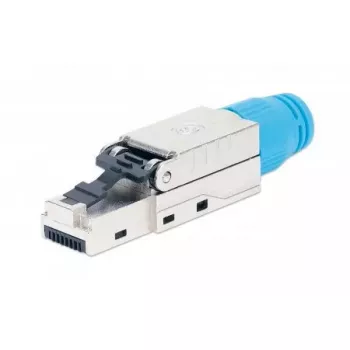 Ficha modular RJ45 sem ferramentas blindada Intellinet Cat8.1 40G azul ficha