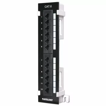 Patch panel Intellinet, Cat6, montagem na parede, UTP, 12 portas, preto