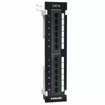 Patch panel Intellinet, Cat6, montagem na parede, UTP, 12 portas, preto