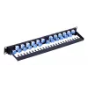 Patch panel UTP Techly 24 lugares RJ45 Cat.6A saída inclinada 1U preto