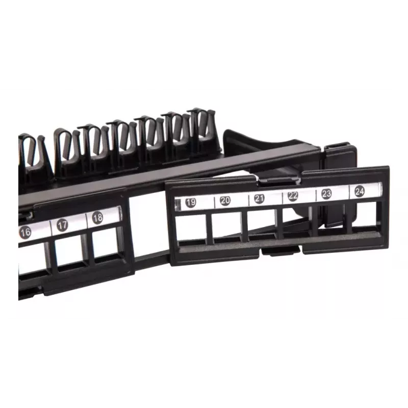 Patch panel modular Techly 24 posições UTP com módulos removíveis 1HE preto