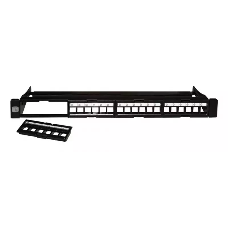 Patch panel modular Techly 24 posições UTP com módulos removíveis 1HE preto