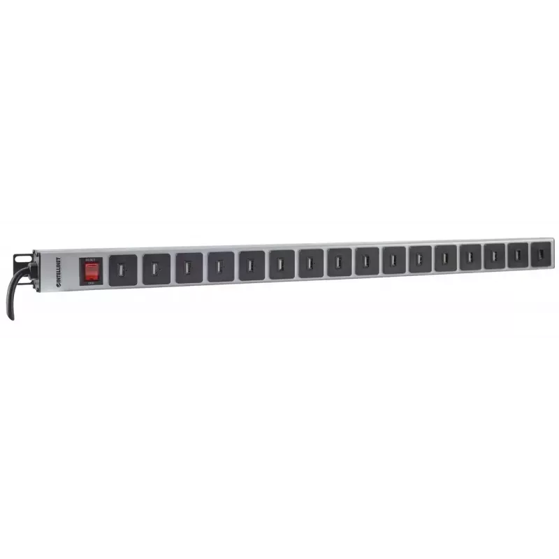 Unidade de distribuição de energia Intellinet montagem vertical em rack 16 portas USB-A