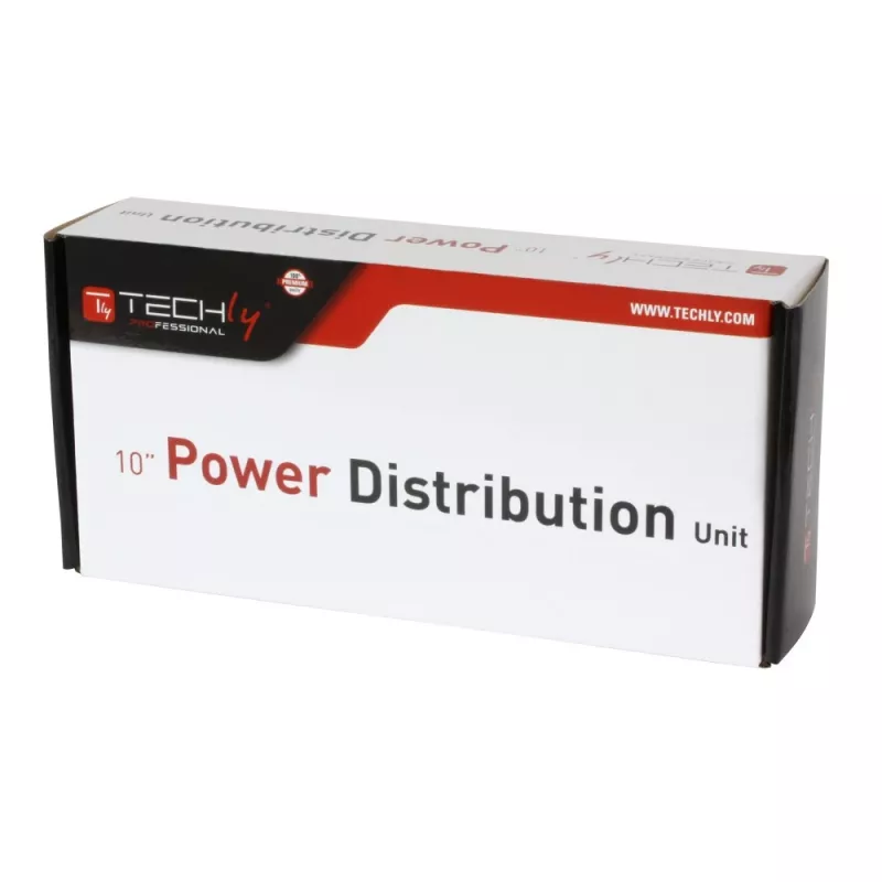 Régua de tomadas Techly Universal Power Strip Rack 10 polegadas 4 tomadas ficha Schuko preto prateado 1U
