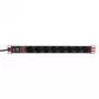 Régua de tomadas Techly Rack 19 polegadas 8 saídas ficha Schuko, Power Bar, preto, 1,05 kg