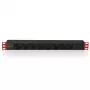 Régua de tomadas Techly 8 tomadas para rack 19 polegadas ficha C14 1U preto vermelho