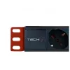 Régua de tomadas Techly 8 tomadas para rack 19 polegadas ficha C14 1U preto vermelho