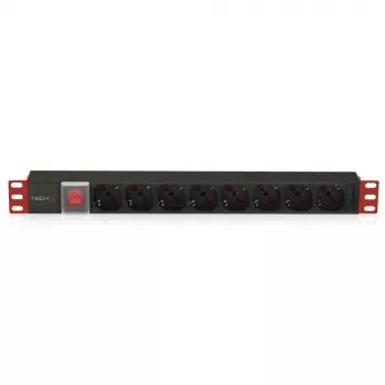 Unidade de distribuição de energia (PDU) Techly I-CASE STRIP-18C20 8 saídas AC 1U preto, vermelho