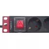Régua de tomadas Techly 9 tomadas rack 19 polegadas ficha Schuko interruptor 1HE preto vermelho