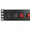 Régua de tomadas Techly 8 tomadas rack 19 polegadas com 8 interruptores ON/OFF 1,5HE