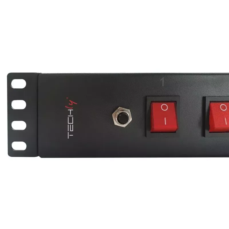 Régua de tomadas Techly 8 tomadas rack 19 polegadas com 8 interruptores ON/OFF 1,5HE