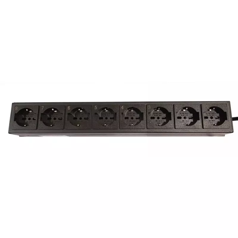 Régua de tomadas Techly 8 tomadas rack 19 polegadas com 8 interruptores ON/OFF 1,5HE