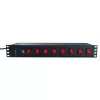 Régua de tomadas Techly 8 tomadas rack 19 polegadas com 8 interruptores ON/OFF 1,5HE