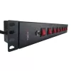 Régua de tomadas Techly 8 tomadas rack 19 polegadas com 8 interruptores ON/OFF 1,5HE