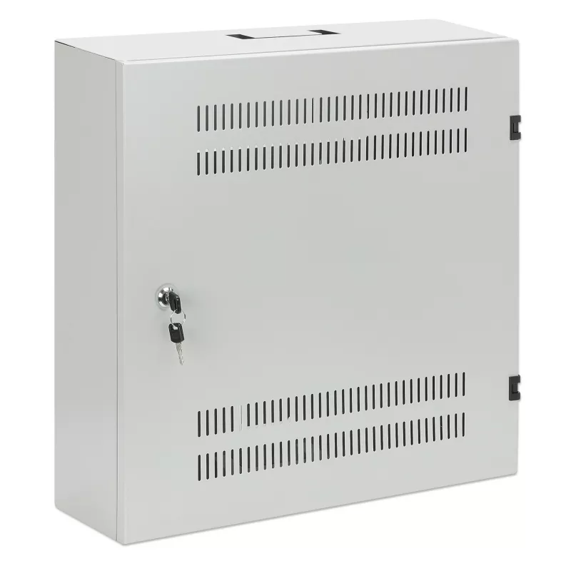 Intellinet 713641 armário de parede de perfil baixo de 19 polegadas, calhas 4U horizontais + 2U verticais, 170 mm (6,7 polegadas) de profundidade, 540x550 mm, porta com fechadura, 60 kg, IP20, cinzento RAL 7035