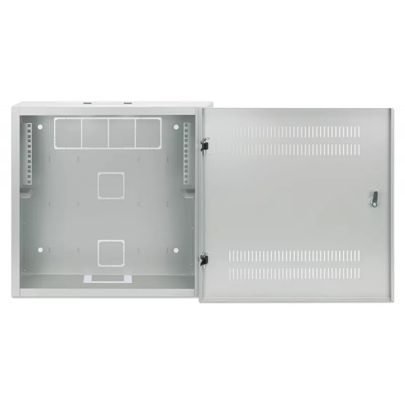 Intellinet 713641 armário de parede de perfil baixo de 19 polegadas, calhas 4U horizontais + 2U verticais, 170 mm (6,7 polegadas) de profundidade, 540x550 mm, porta com fechadura, 60 kg, IP20, cinzento RAL 7035