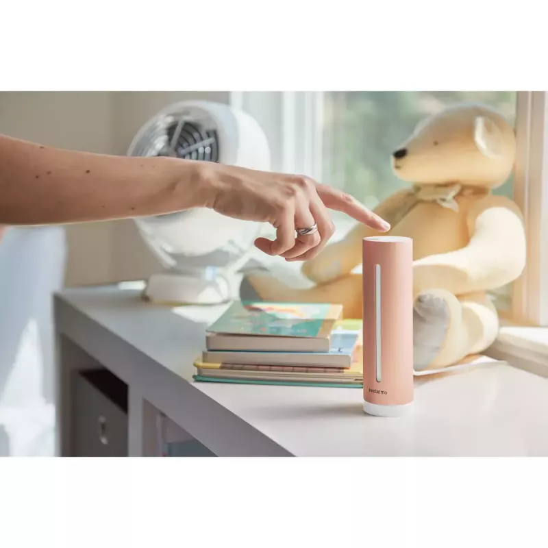 Netatmo NHC-EC Healthy Home Coach monitor inteligente de qualidade do ar interior, CO2 0–5000 ppm, humidade, temperatura, ruído 35–120 dB, Wi-Fi, Apple HomeKit, alimentação por rede elétrica