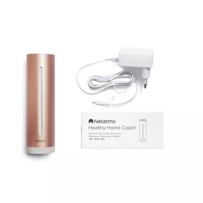 Netatmo NHC-EC Healthy Home Coach monitor inteligente de qualidade do ar interior, CO2 0–5000 ppm, humidade, temperatura, ruído 35–120 dB, Wi-Fi, Apple HomeKit, alimentação por rede elétrica