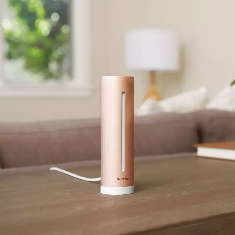 Netatmo NHC-EC Healthy Home Coach monitor inteligente de qualidade do ar interior, CO2 0–5000 ppm, humidade, temperatura, ruído 35–120 dB, Wi-Fi, Apple HomeKit, alimentação por rede elétrica