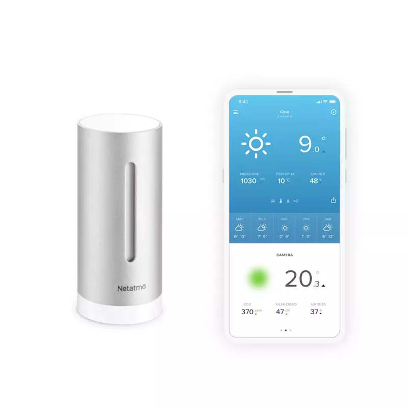 Netatmo Módulo interior inteligente adicional, sem fios, 0,3°, 3%, duralumínio, alumínio, AAA
