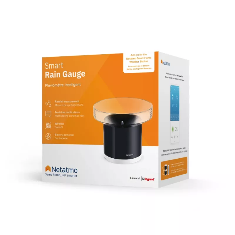Netatmo Pluviómetro inteligente, pilha, AAA, 1,5 V, 130 mm, 130 mm, 110 mm
