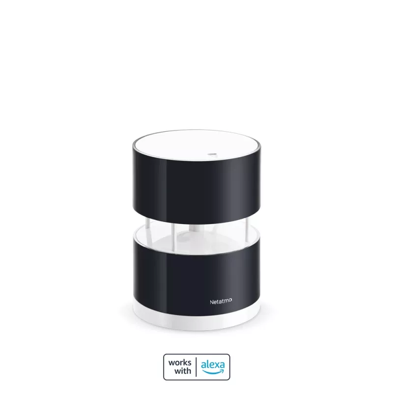 Netatmo NWA01-WW anemómetro inteligente para estação meteorológica, velocidade e direção do vento, sem fios, Wi-Fi, 0–45 m/s, alcance de 100 m, 4x AA, preto, transparente