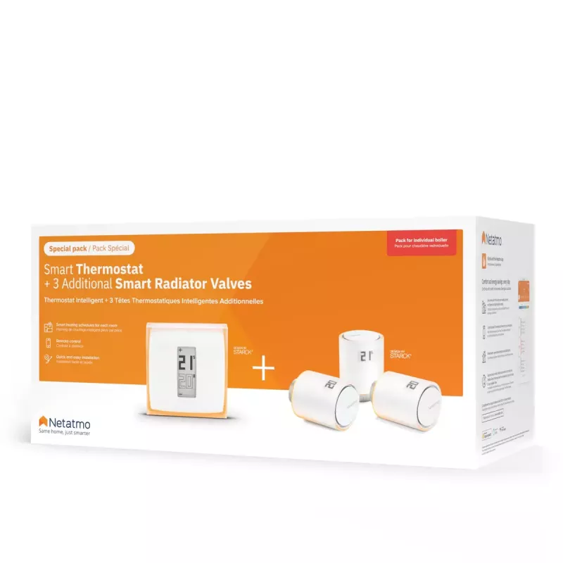 Netatmo Pack: Termostato inteligente + 3 válvulas de radiador inteligentes adicionais