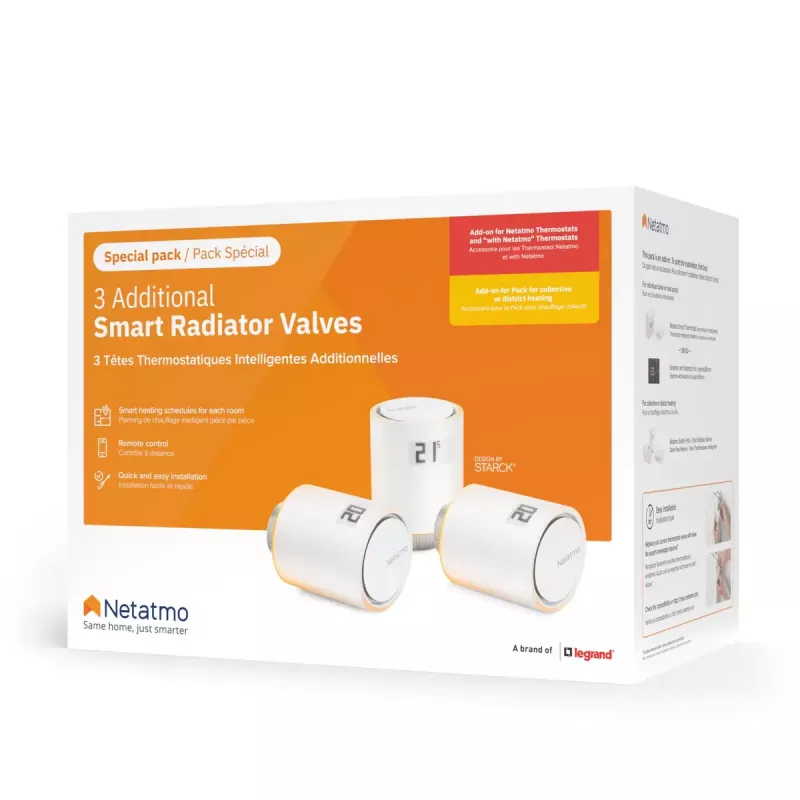 Válvulas de radiador inteligentes Netatmo Pack: 3 válvulas de radiador inteligentes adicionais