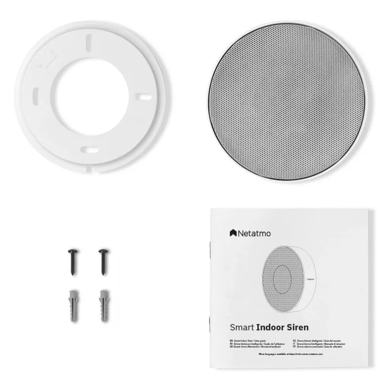 Sirene sem fios Netatmo NA-NIS01 Interior branco, 110 dB, porta USB, AA x4, 130×35×130 mm
