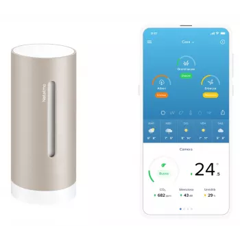 Estação meteorológica digital Netatmo NIM-S Sand — termómetro interior, higrómetro, qualidade do ar, alimentação por pilhas (AAA)
