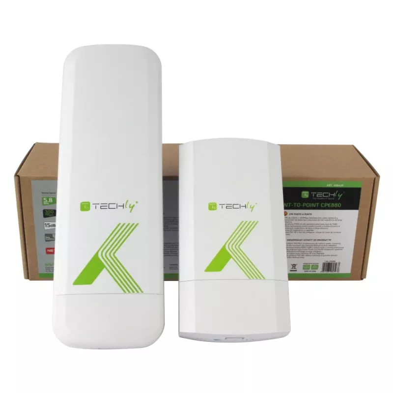 Techly I-WL-CPE880 (108439) CPE / ponto de acesso / repetidor para exterior, Wi-Fi 802.11n, 5,8 GHz, 15 dBi, 300 Mbps, ponte Point-to-Point / Point-to-Multipoint