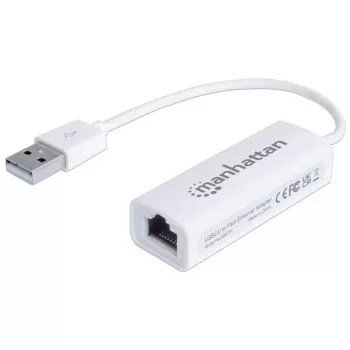 Manhattan 506731 adaptador de USB 2.0 para Fast Ethernet, de USB para RJ45, 10/100 Mbps, branco