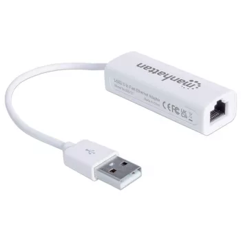 Manhattan 506731 adaptador de USB 2.0 para Fast Ethernet, de USB para RJ45, 10/100 Mbps, branco