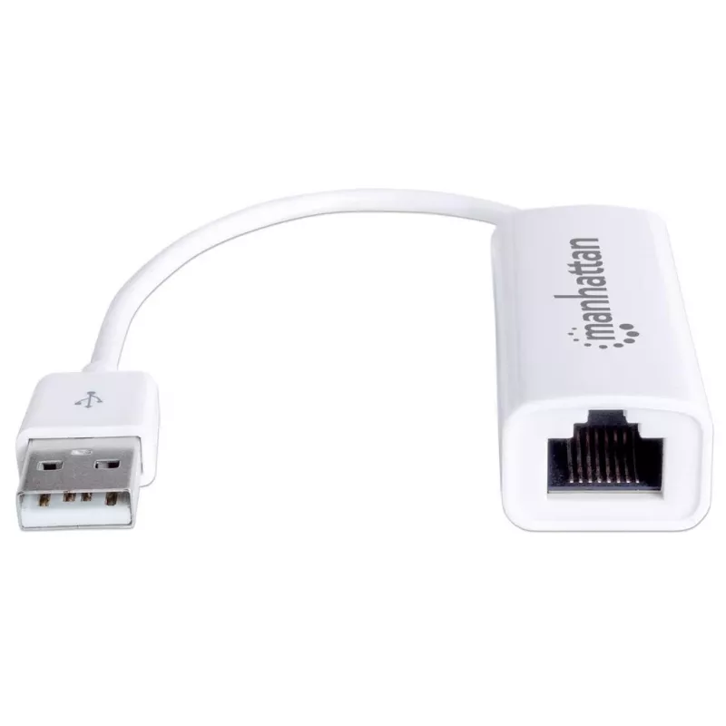 Manhattan 506731 adaptador de USB 2.0 para Fast Ethernet, de USB para RJ45, 10/100 Mbps, branco