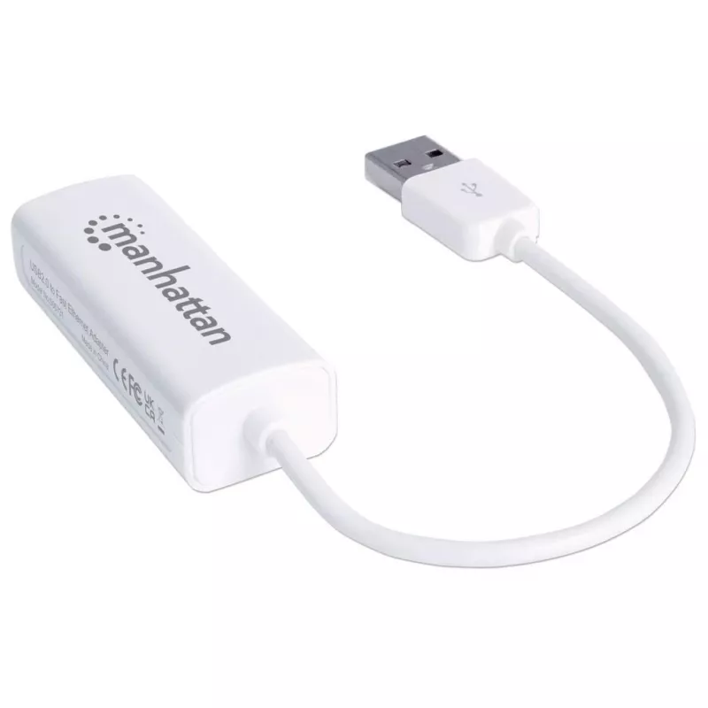 Manhattan 506731 adaptador de USB 2.0 para Fast Ethernet, de USB para RJ45, 10/100 Mbps, branco