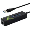 Techly IDATA-USB-ETGIGA-3U2 (105803) adaptador de USB 3.0 para Gigabit Ethernet com hub USB 3.0 de 3 portas, USB-A, RJ45, alumínio