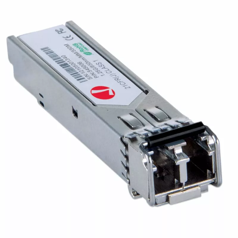 Módulo transceptor Intellinet ótico, Gigabit Fiber SFP Mini-GBIC, porta multimodo 1000Base-Sx (LC), 550 m, comprimento de onda 850 nm, Ethernet, Fibre, compatível com MSA, equivalente a Cisco GLC-SX-MM, três anos de garantia