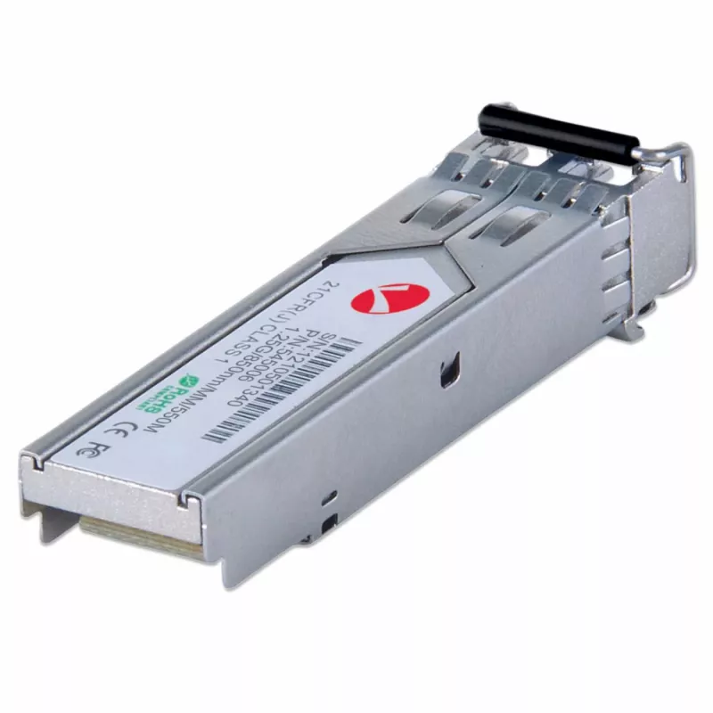 Módulo transceptor Intellinet ótico, Gigabit Fiber SFP Mini-GBIC, porta multimodo 1000Base-Sx (LC), 550 m, comprimento de onda 850 nm, Ethernet, Fibre, compatível com MSA, equivalente a Cisco GLC-SX-MM, três anos de garantia