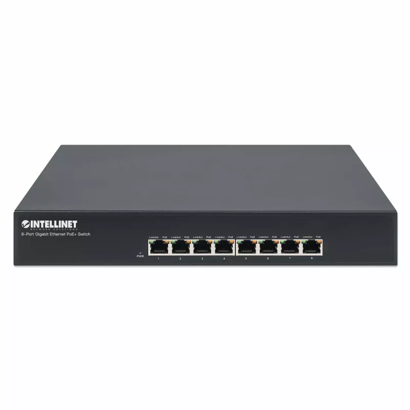 Switch PoE+ Gigabit Ethernet 8 portas Intellinet, 8 x portas PoE, IEEE 802.3at/af Power-over-Ethernet (PoE+/PoE), Endspan, Desktop, caixa