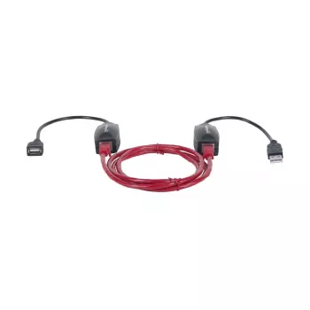 Extensor de linha USB-A Manhattan, para utilização com cabo de rede RJ45 (não incluído), prolonga dispositivos USB até 60 m, alimentação por bus, adequado para cabo de rede Cat5e/Cat6/Cat6A RJ45, preto, três anos de garantia