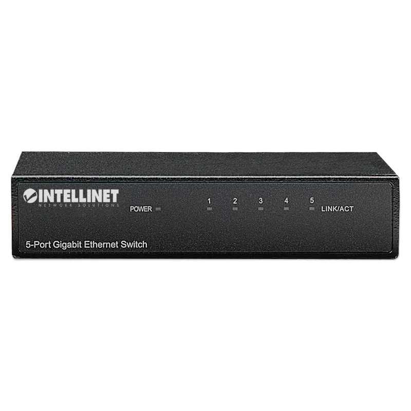 Switch Gigabit Ethernet 5 portas Intellinet, tamanho de secretária, caixa de metal, IEEE 802.3az (Energy Efficient Ethernet)
