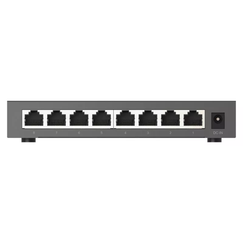 QNAP QSW-1108-8T-R2 comutador de rede não gerido, 8x 2,5GbE RJ45 (10/100/1000/2500 Mbps), de secretária, sem ventoinha, preto e cinzento
