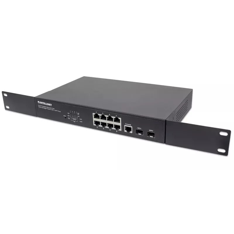 Switch gerido Intellinet 8 portas Gigabit Ethernet PoE+ com 2 portas SFP