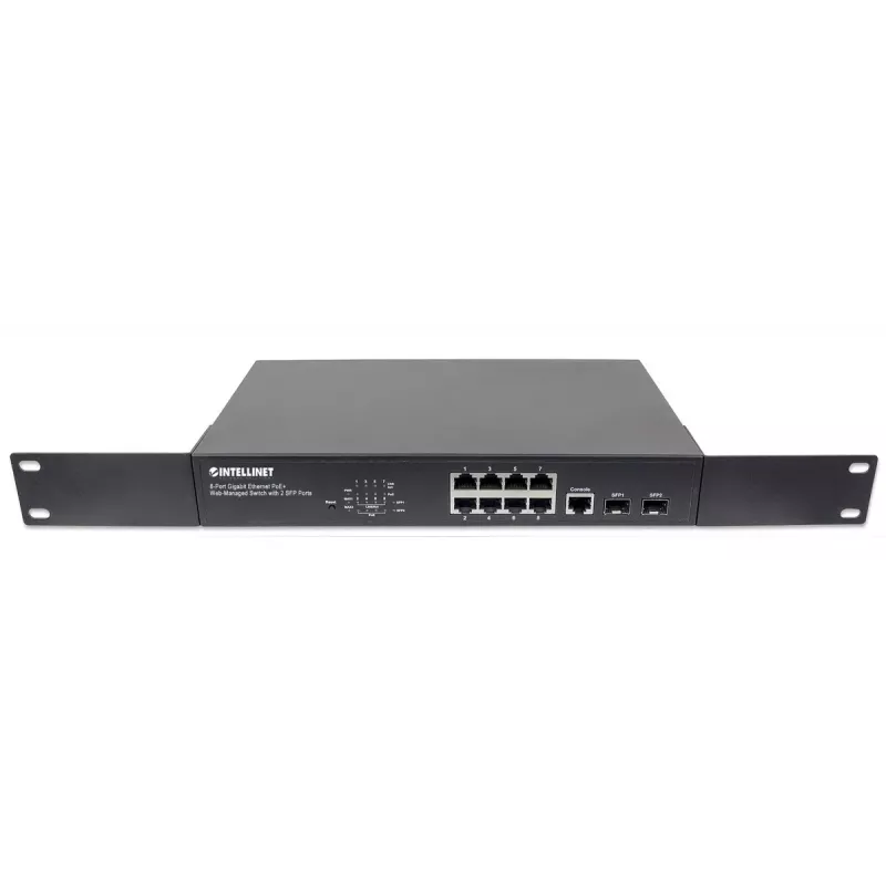 Switch gerido Intellinet 8 portas Gigabit Ethernet PoE+ com 2 portas SFP